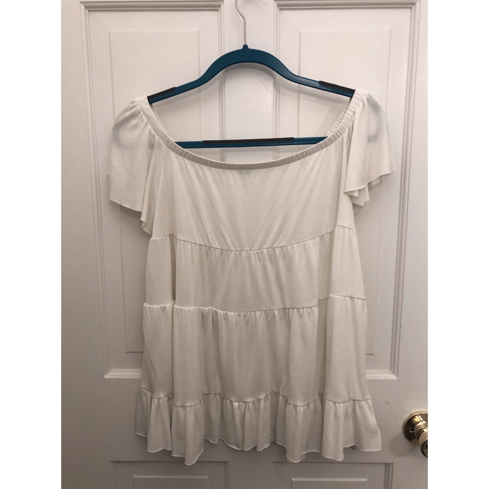 White Off The Shoulder Tiered Top